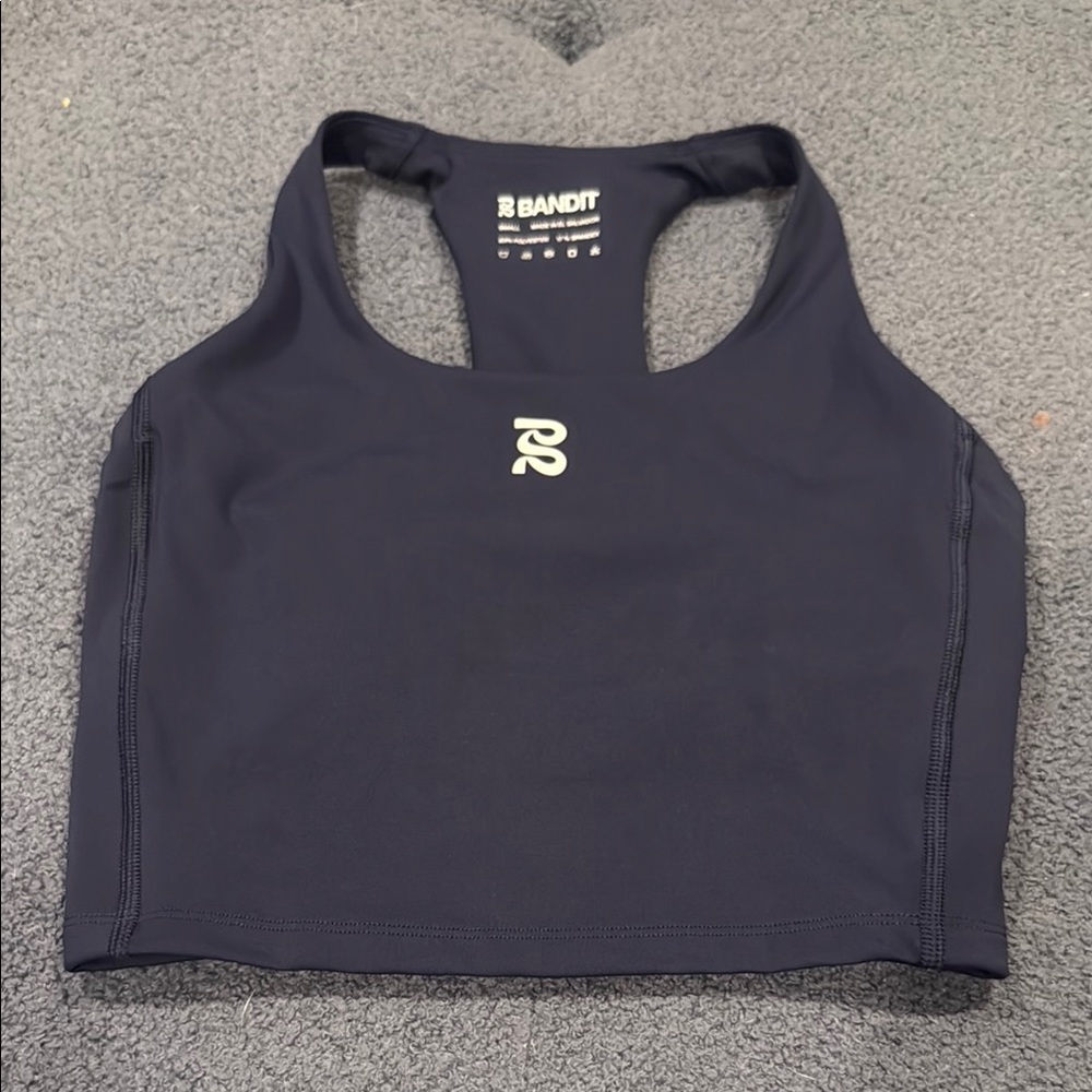 Bandit Running Scoop Neck Race Crop Navy Small